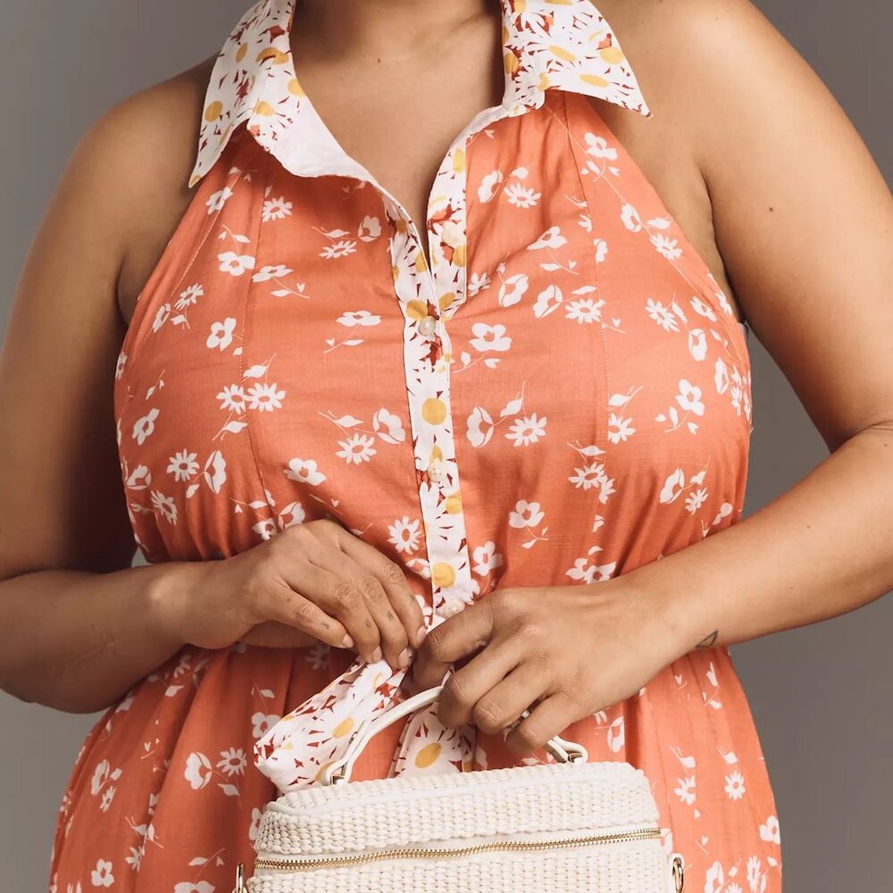 ANTHROPOLOGIE | Maeve Halter Open-Back Godet Midi Shirt Dress | NWT - Picture 8 of 9